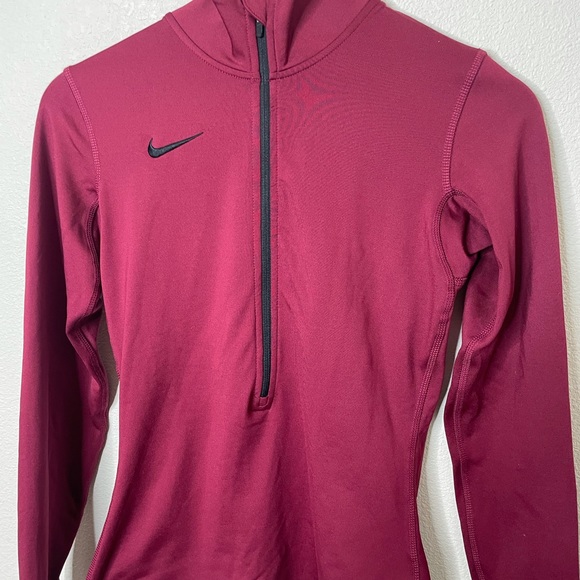 Nike Dri Fit Top Jacket Ladies XS 1/4 Zip Mock Neck Long Sleeve Thumb Holes - Picture 3 of 7